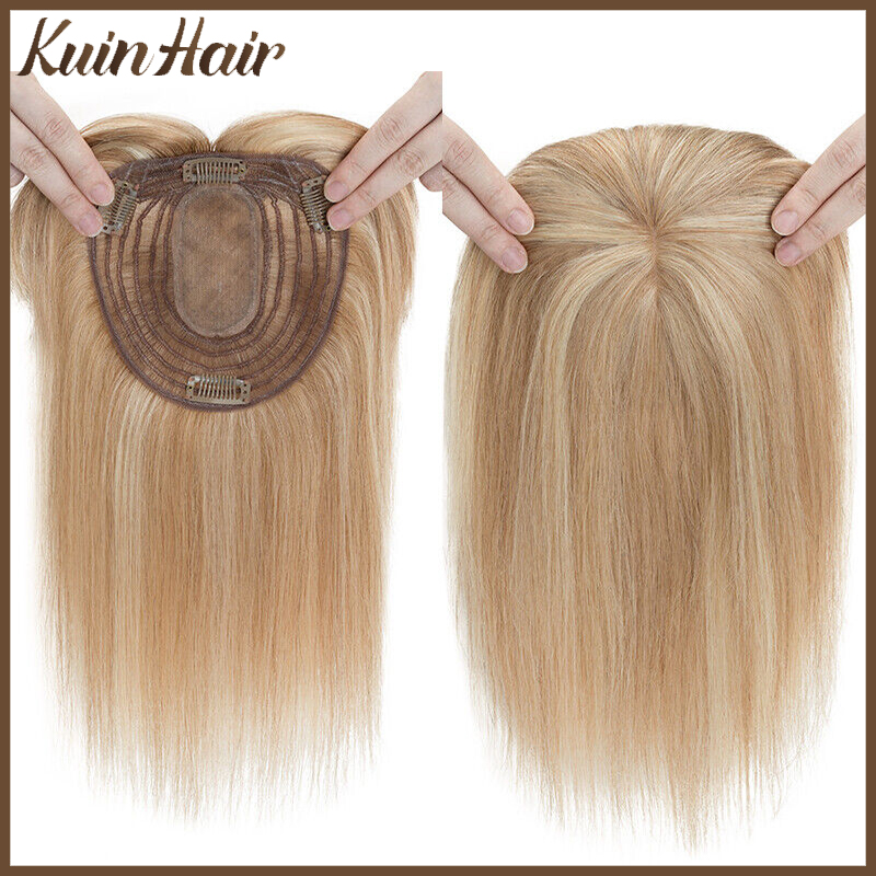 Seamless Clip In Hair Extensions Human Hair - Шелковая основа, топ, женский топпер, клипса