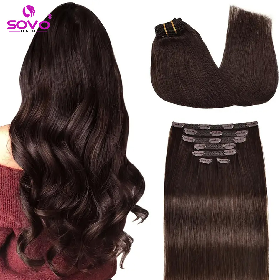 Seamless Clip In Hair Extensions Human Hair - Наращивание волос на клипсах, 100% настоящие