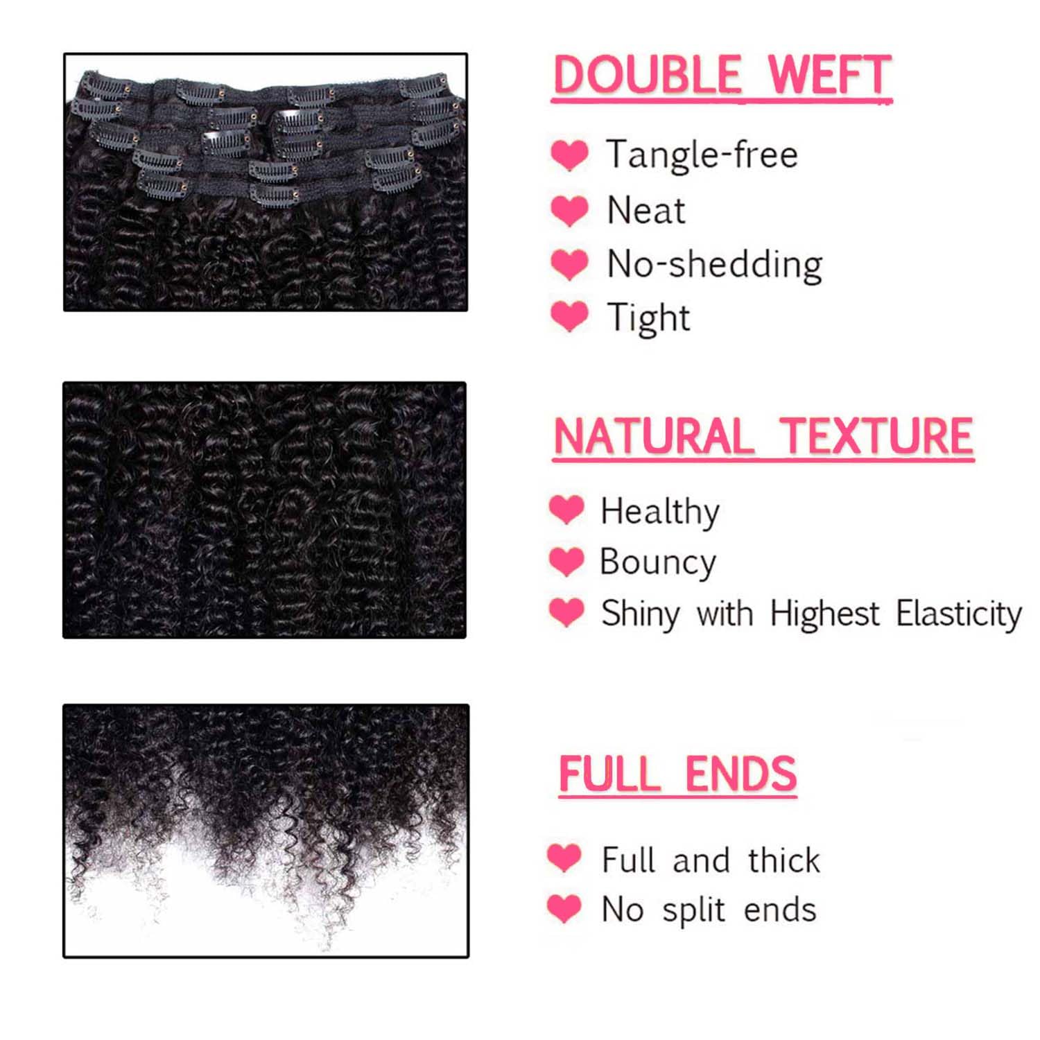 Накладные волосы Afro Kinky Cu – обзор и цена Seamless Clip In Hair Extensions Human Hair