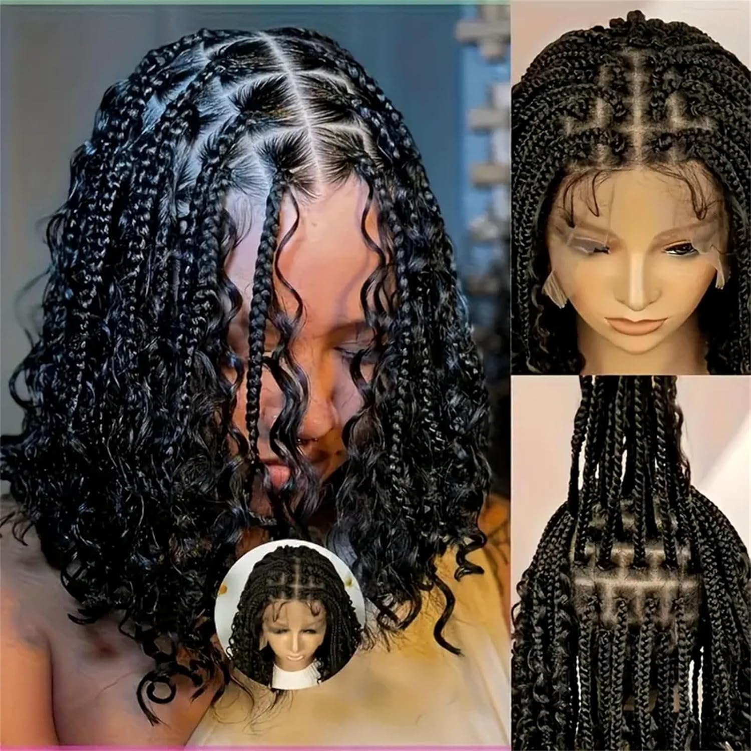 Парик с короткими безузловыми  – обзор и цена Synthetic Braided Wigs For Black Women